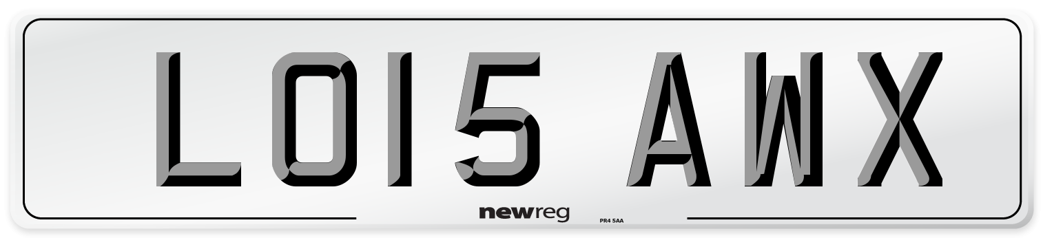 LO15 AWX Number Plate from New Reg